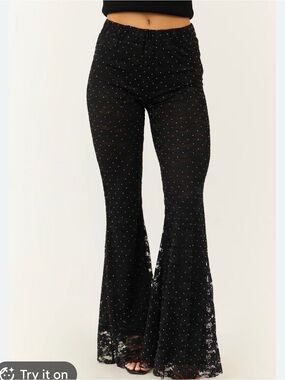 NWT Black Sparkle Lace Flare Pants